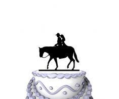 Meijiafei Wedding Cake Topper - Bride and Groom Ride a Horse Silhouette