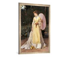 Gerahmtes Bild von Alfred Stevens Auf dem Lande - Dame mit Sonnenschirm, Kunstdruck im hochwertigen handgefertigten Bilder-Rahmen, 70x100 cm, Silber Raya