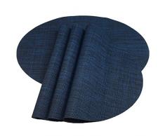 Red-A Platzsets, Bambusimitat, oval, gewebtes Vinyl, hitzebeständig, waschbare Tischsets für Küchentisch Set of 4 Marineblau