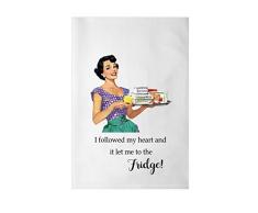 Bailey & Browne Geschirrtuch, Vintage, Retro-Design, 27 x 27, saugfähig, 100% Baumwolle, Mehlsack (My Heart Led Me to The Kühlschrank)