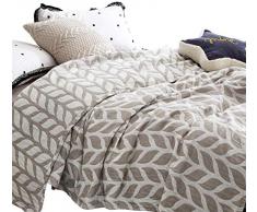MEJU Musselin leichte Sommerdecke für Bett, Sofa, Couch, 100% gekämmte Baumwolle, 4-lagig, weich, warm, schnell trocknend F/Q 78 X 90 Ears of Wheat Gray