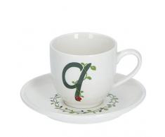 PORCELLANA Solotua Kaffeetasse mit Untertasse Buchstabe Q 85 ml in Geschenkbox