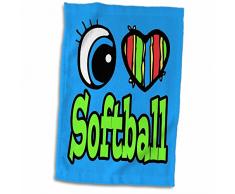 3D Rose Bright Eye Heart I Love Softball Handtuch Sport Handtuch 15x22