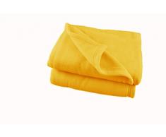 Poyet Motte polex Fleecedecke Polyester Spannbetthöhe, Osterglockengelb, Polyester, Jonquille, 220x180 cm