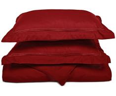 Superior - Superweiches, leichtgewichtiges, knitterfestes Bettbezugsset mit 2 gestickten Linien auf Kopfkissenbezügen mit Stehsaum in einer Geschenkbox, 173 x 229 cm, 100 % gebürstete Mikrofaser, schwarz