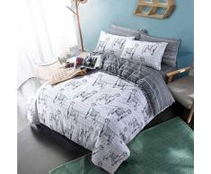 Sleep Down Bettwäsche-Set für Doppelbett, Baumwolle, Weiß/Grau