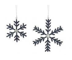 Melrose 77174 Dekofigur Schneeflocke, Metall, 10,8 x 16,5 cm, Grau, 2 Stück