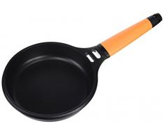 Fundix Beschichtete Grillpfanne aus Aluminiumguss, Induktion, mit abnehmbarem orangefarbenem Griff, 18 cm