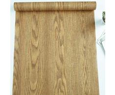 TaoGift Aufkleber aus künstlicher Eiche mit Holzmaserung, Selbstklebende Vinylfolie für Küchenschränke, Regale, Schubladen, Schränke, Theke, Tisch, Möbel, Tür, Wandaufkleber 24x117 gelb