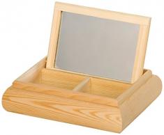 Artemio 20 x 16 x 5 cm (2-Tasche mit Spiegel für Frisiertisch, Holz, Beige