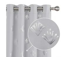 Deconovo Verdunkelungsvorhang Folie Bedruckt glänzend Diamant Muster Ösen Lichtblocking Fenster Vorhänge für Wohnzimmer 2 Panels 52 x 54 inch weiß