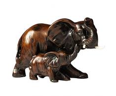 IYARA CRAFT Kunstharz Feng Shui Elefant Tierfiguren – Dekorative Elefantenfamilie Statuen auf Welle – ideal für moderne und rustikale Umgebungen – Mutter und Kind von Elefanten Tierfiguren, Statue Skulptur