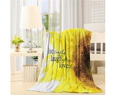 SIGOUYI Leicht Fleece Decken Wendedecke Cozy Plüsch Mikrofaser ganzjährig Decke für Bett/Couch, Sunflower Live Simply Laugh Often Love Deeply Modern 50(L) x80(W) Gelb