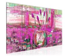 Bilder Abstrakt Blumen Wandbild 150 x 60 cm Vlies - Leinwand Bild XXL Format Wandbilder Wohnzimmer Wohnung Deko Kunstdrucke Pink 5 Teilig - MADE IN GERMANY - Fertig zum Aufhängen 018756b