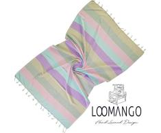 LOOMANGO Set mit 6 Handtüchern aus 100% Baumwolle, 177,8 x 99,1 cm, für Bad/Strand, Pestemal, Pestemal, türkisches Handtuch Rainbow Vanillasky