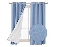 Deconovo Vorhänge aus Kunstleinen zur Verdunkelung von Raumverdunkelung, Thermoisoliert, 2 Stück 52W x 63L Inches blau