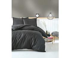 Cotton Box Bettwäsche-Set für Doppelbett, Satin 200 x 220 cm anthrazit