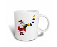 3dRose Weihnachtsmann spielt Trompete mit Presents-Mug Weihnachten, Keramik, Weiß, 10.16 cm x 7,62 x-Uhr
