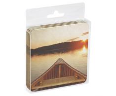 Tree-Free mit 16111 3,75 x 3.75-inch Serene Kanu mit, Outdoor, mit Kunst-Cork-Backed Untersetzer, 4 Stück