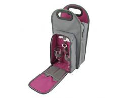 True 2428 Metropolitan Metro 2 Flaschen Wein Tragetasche Picknick Set - Truetap Korkenzieher, Flaschenverschluss, Weingläser aus Akryl, Servietten, Kunststoff, Mehrfarbig