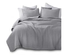 KASENTEX Steppdecke, Mini-Set, gewaschen, superweich, leicht, hypoallergen, weiße Daunen, Alternative Mikrofaser, maschinenwaschbar,, Doppelbett + 2 Schonen, Grau