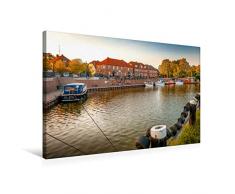 Premium Textil-Leinwand 75 x 50 cm Quer-Format Alter Hafen in Hooksiel | Wandbild, HD-Bild auf Keilrahmen, Fertigbild auf hochwertigem Vlies, Leinwanddruck von Rainer Ganske Fotografie