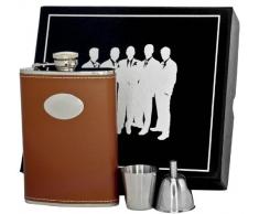 Visol Outlaw III Flachmann, Geschützmetall Bobcat, braunes Leder, 237 ml braun