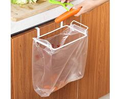 IRONHILL Metall-Müllbeutelhalter für Küchenschrank, Küche, Kunststoffbeutel, Mülleimer, Müllbeutel, Aufbewahrung, RV, Müllbeutel, Kleiderbügel, Platzsparend, Müllhaken, Küchen-Organisieren weiß