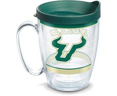 Tervis 1348048 USF Bulls Tradition Thermobecher mit grünem Deckel 454 ml transparent