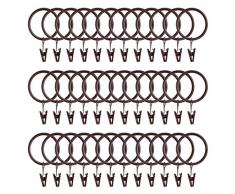 ANJUU 24 Stück robuste vernickelte Metall-Vorhangringe mit Clips Haken für Duschen, Schlafzimmer, Wohnzimmer, Vorhang, Fotos, Dekoration Cocoa 36 Pcs