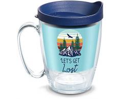 Tervis 1356019 Lets Get Lost Thermobecher mit Wickelverschluss und blauem Deckel, Titan, durchsichtig