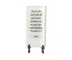 Trust in The Lord Inspirierende Glas Plaque. Aufmunternde Schrift Vers für Ihren Schreibtisch, Oder Eine Sehr Bedeutungsvolles Geschenk. von Lifeforce Glas. Weiß.