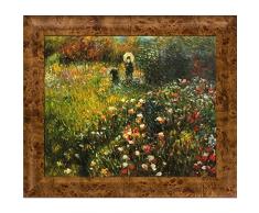 La Pastiche Woman with a Parasol in a Garden (Frau mi Sonnenschirm) by Pierre-Auguste Renoir Framed Hand Painted Oil Reproduction, 29.75 x 25.75, Multi-Color