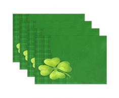 ALAZA ST Patrick S Day Clover Tisch-Sets Teller Halter Set 1 Stück, Polyester Tischset Displayschutzfolie für Küche Esszimmer 30,5 x 45,7 cm 12x18x4 in Weiß