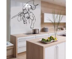 INDIGOS 4052166012775 Wandtattoo w116 Kämpfer Axt Fantasy Wandaufkleber 80 x 77 cm, schwarz
