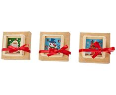 Mopec NWD883 Weihnachtskugeln 5 Fruits, 3 Stück, Holz, Mehrfarbig, 5,5 x 5,5 cm