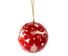 Bollywood Weihnachtskugel mit Rentiermotiv, rot, 7,6 cm