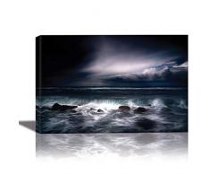 Eurographics Tusnami Gemälde für Heimdekoration, gerahmt, 61 x 91 cm, Beige, Gelb, Creme, Blau