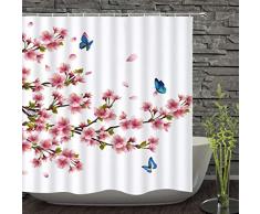 PowerRider Vorhänge Set mit 12 Haken, Badezimmer-Vorhang Stoff Badevorhang 182,9 x 182,9 cm Heimdekoration Badezimmer-Zubehör Cherry