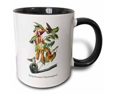 3dRose Ruby-Throated Hummingbird von John James Audubon-Two Ton, schwarz, Kaffeebecher, Keramik, Schwarz/Weiß, 10.16 cm x 7,62 x-Uhr