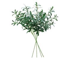 Sunm boutique-2 Kunststoff-hängende Girlande Blätter Vines Zweige Fake Seide Willow, Weiden pflanzenblättern in grün Hochzeit Decor Jungle Party Supplies Greenery Kronen Kranz 4 Pcs Green Leaves