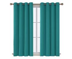 Deconovo Verdunkelungsvorhänge mit Ösen, für Fenster und Fenster, isoliert, für Kinderzimmer, 132 x 137 cm, Türkis, 2 Stück