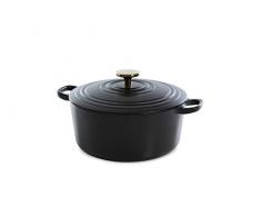 BK Cookware H6079.528 BK Bourgogne Schmortopf 28 cm/6.7L, Emailliertes Gusseisen, Deckel mit Tropfringen, Induktions-/Backofengeeignet, Spülmaschinenfest, Pechschwarz