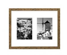 Golden State Art Bilderrahmen mit Passepartout, für 2 Fotos à 12,7 x 17,8 cm, echtes Glas, Sägezahnaufhänger, Taben, Wandmontage, Querformat, Hochformat 11x14 Holz – gepunktetes Holz mit weißer Matte