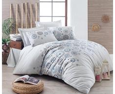 Eponj Home Bettwäsche-Set für Doppelbett 200 x 220 cm Blu Blu Scuro Marrone