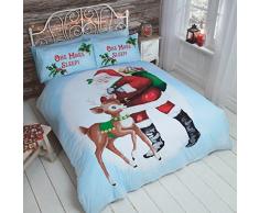 Weihnachten Kinder Santa Rentier Vater Xmas Rudolph Schneeflocke Quilt Bettbezug und Kissenbezüge Bettwäsche-Set, Mehrfarbig, Single