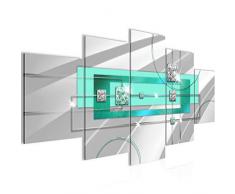 Bilder Abstrakt Wandbild 200 x 100 cm Vlies - Leinwand Bild XXL Format Wandbilder Wohnzimmer Wohnung Deko Kunstdrucke Türkis 5 Teilig - MADE IN GERMANY - Fertig zum Aufhängen 020551b