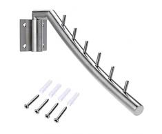 Sumnacon 31,8 cm Wandmontage-Kleiderbügel aus Edelstahl, Kleiderhaken mit Schwingarmhalter, platzsparende Kleidung und Kleiderstange zur Aufbewahrung von Wäschezimmer, Schlafzimmer, Badezimmer 1 Pack silber