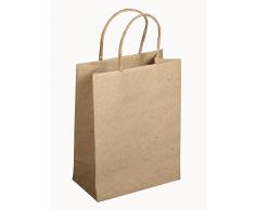 Rayher 67230505 Papier-Tasche mit Henkel, FSC 100%, 10x7,5x4cm, natur