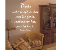 INDIGOS WG30020-35 Wandtattoo w020 Spruch Marc Aurel Denke nicht so oft an das, was dir fehlt sondern an das, was du hast 120 x 117, orange